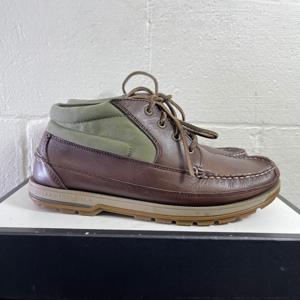 Sperry Top Sider Mariner Chukka Boots‎ Brown Leather Canvas Lace up Men's 9 M